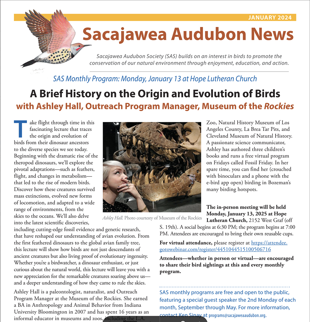 January 2025 SAS Newsletter Sacajawea Audubon Society